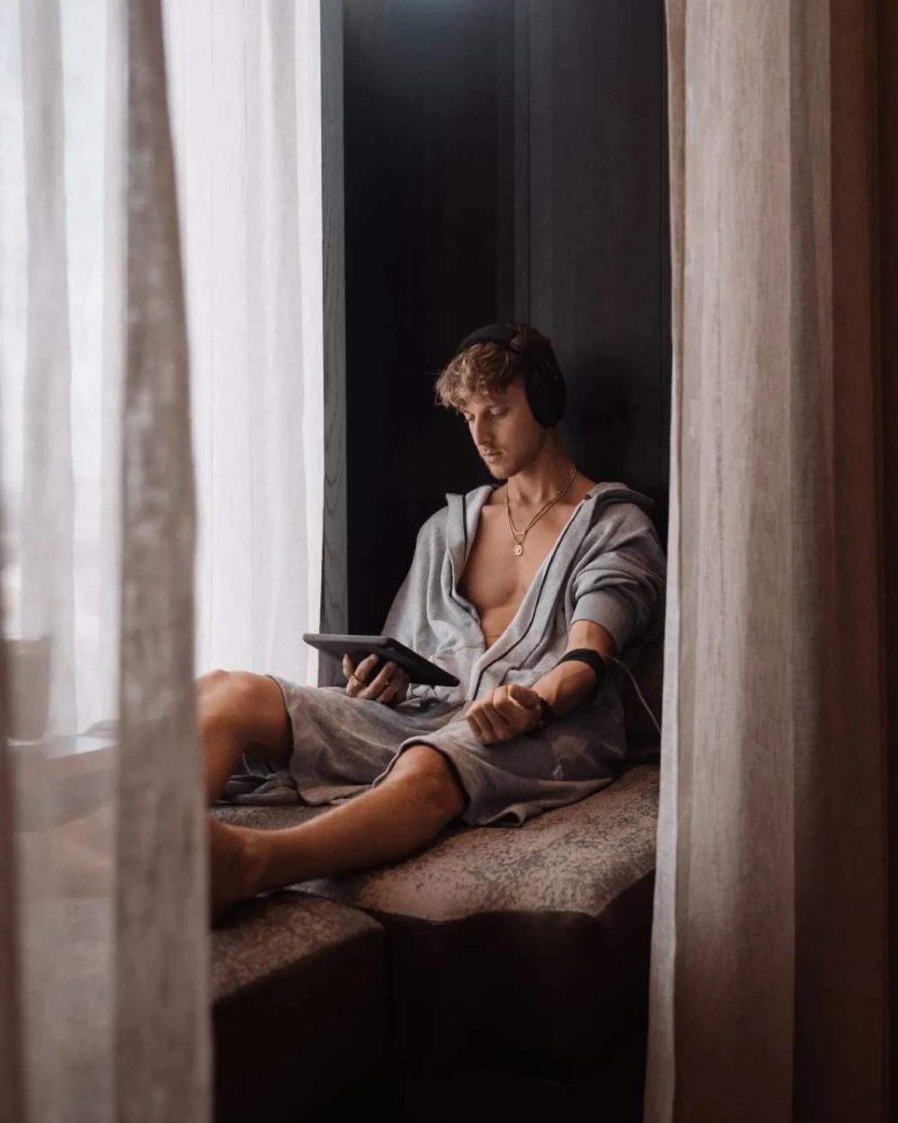 Male guest getting IV drip at Equinox Hotel